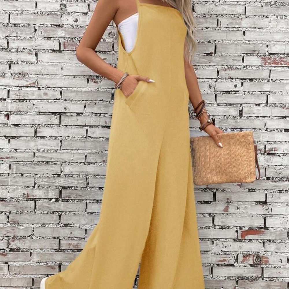 NEW Yellow/Tan Women's Jumpsuit With Pockets